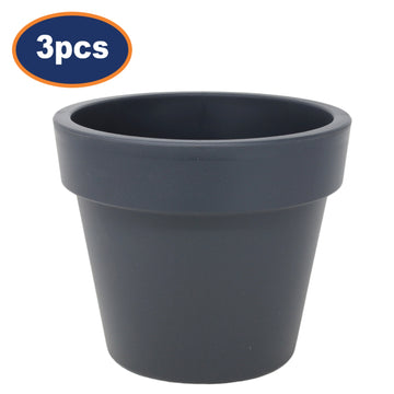3Pcs Elho 23cm Black Round Plastic Planters