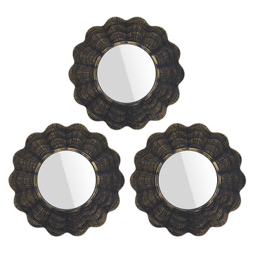 Set Of 3 Copper Circular Hanging Wall Mirrors