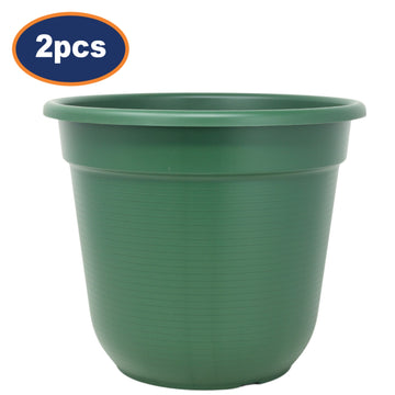2Pcs Florus 27cm Green Round Plastic Planters