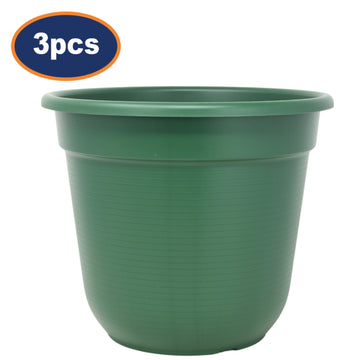 3Pcs Florus 27cm Green Round Plastic Planters