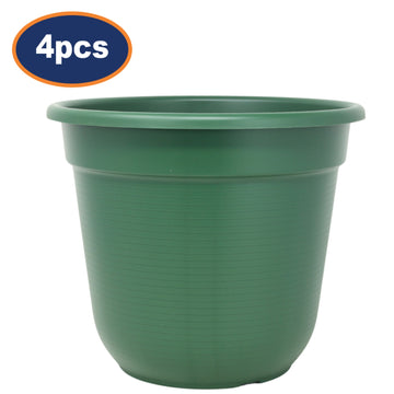 4Pcs Florus 27cm Green Round Plastic Planters
