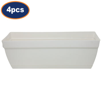 4Pcs Florus 49cm White Plastic Trough Planters