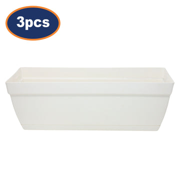 3Pcs Florus 49cm White Plastic Trough Planters