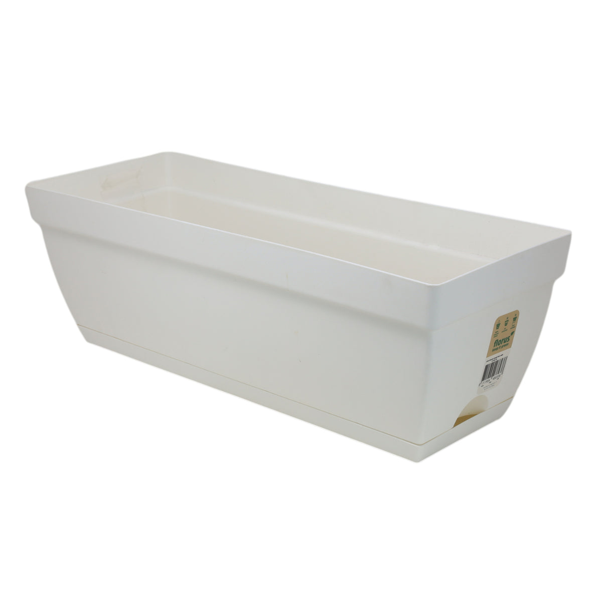 Florus 49cm White Plastic Trough Planter