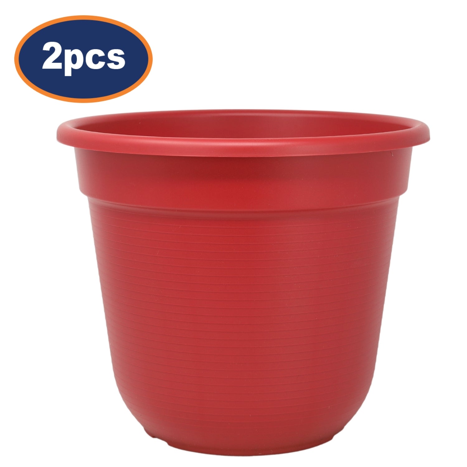 2Pcs Florus 27cm Red Round Plastic Planters