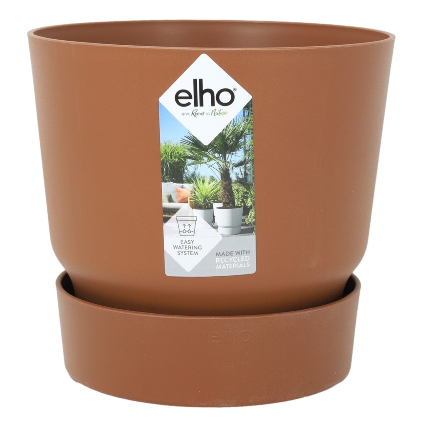 Elho 19.5cm Ginger Brown Round Plastic Planter