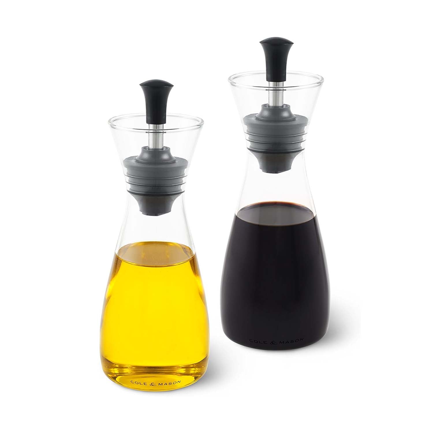 Cole & Mason 210ml Silicone Cap Glass Oil & Vinegar Cruet Set