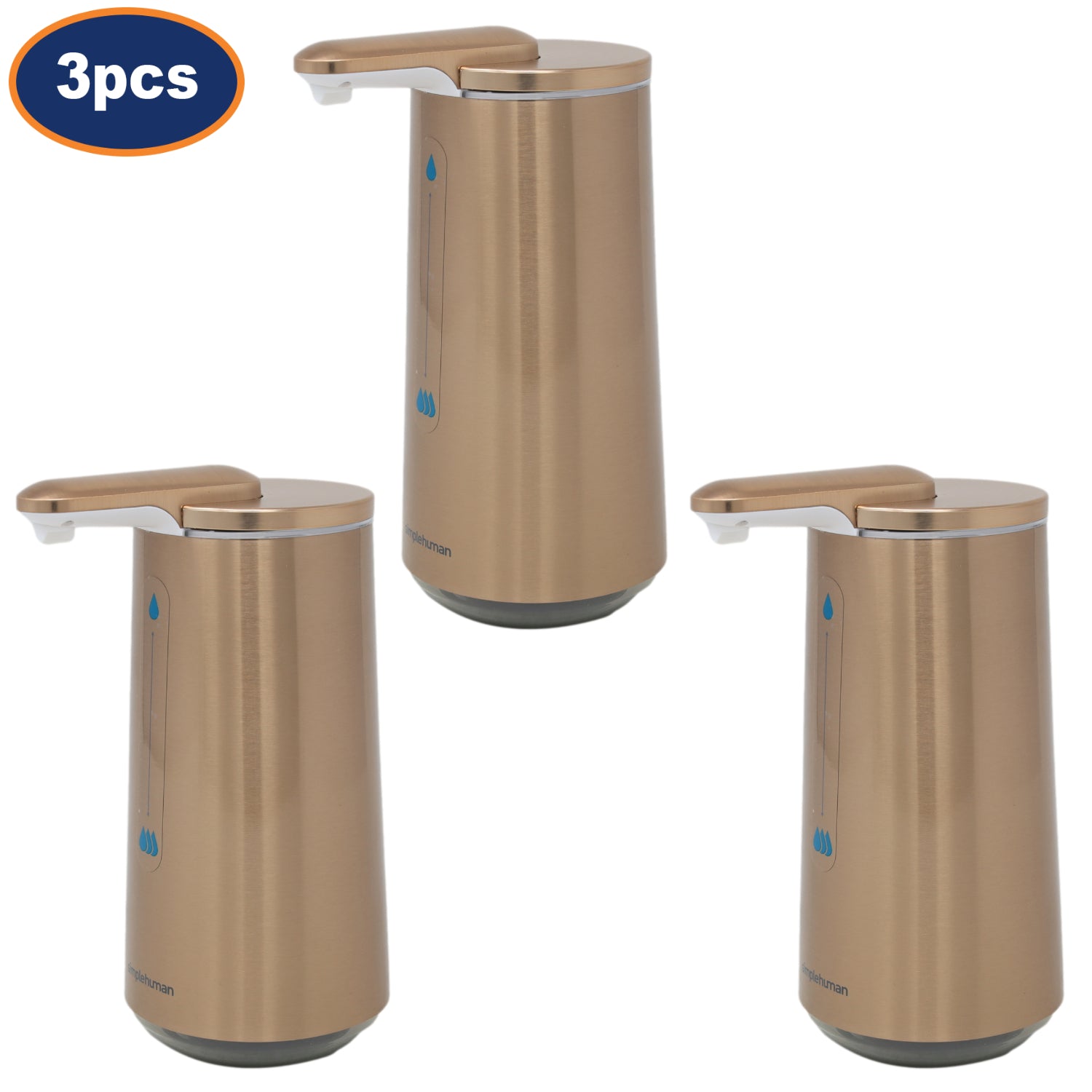 3Pcs Simplehuman Automatic Foam Soap Dispenser Rose Gold Stainless Steel