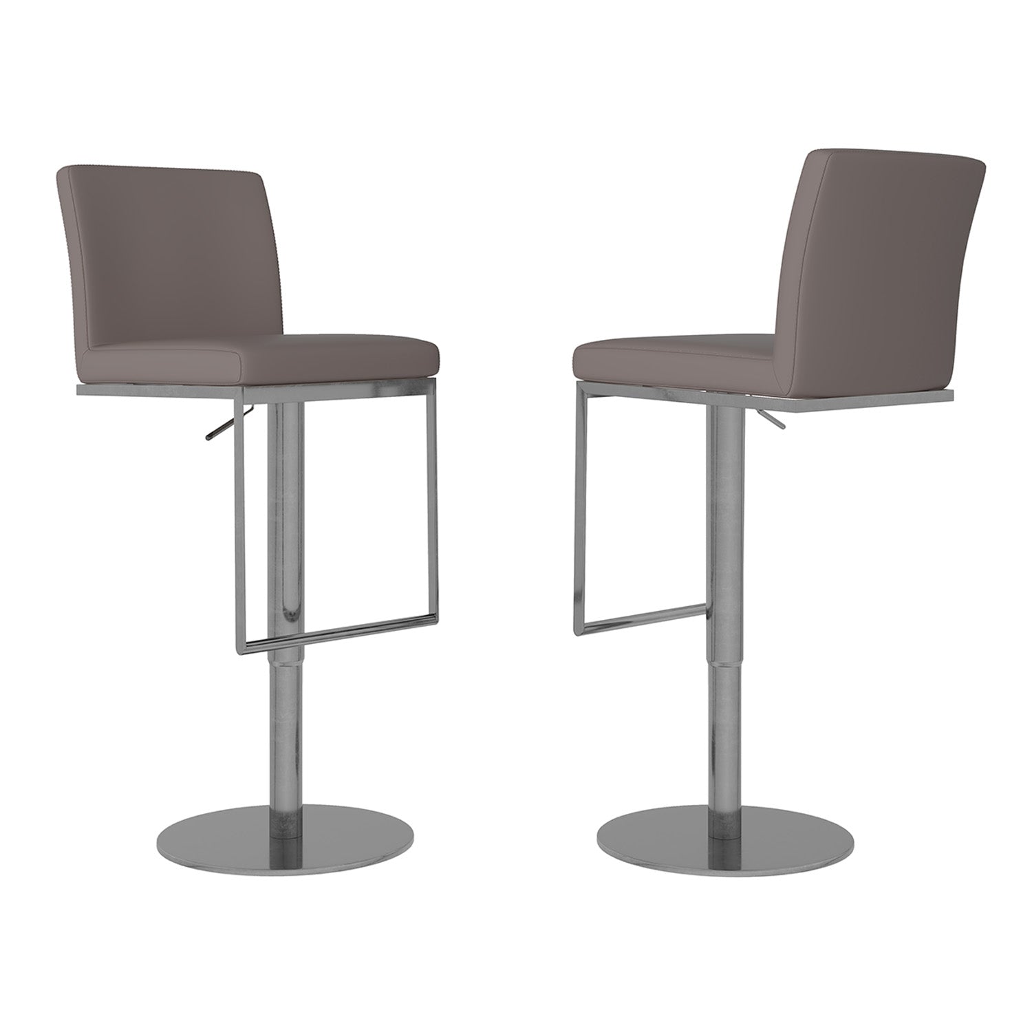 Elan Taupe 360 Swivel Leather Adjustable Seat Bar Stool