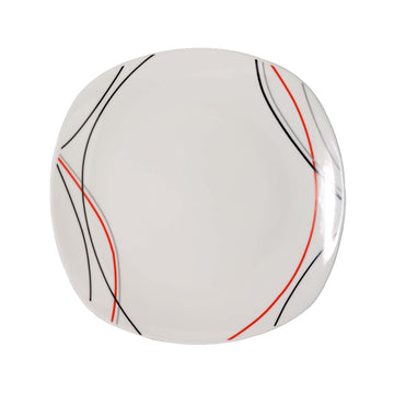 25cm Red Black Grey Lines Porcelain Dinner Plate