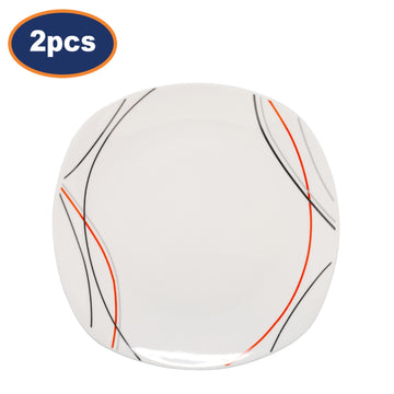 2Pcs 19cm Red Black Grey Lines Porcelain Side Plate