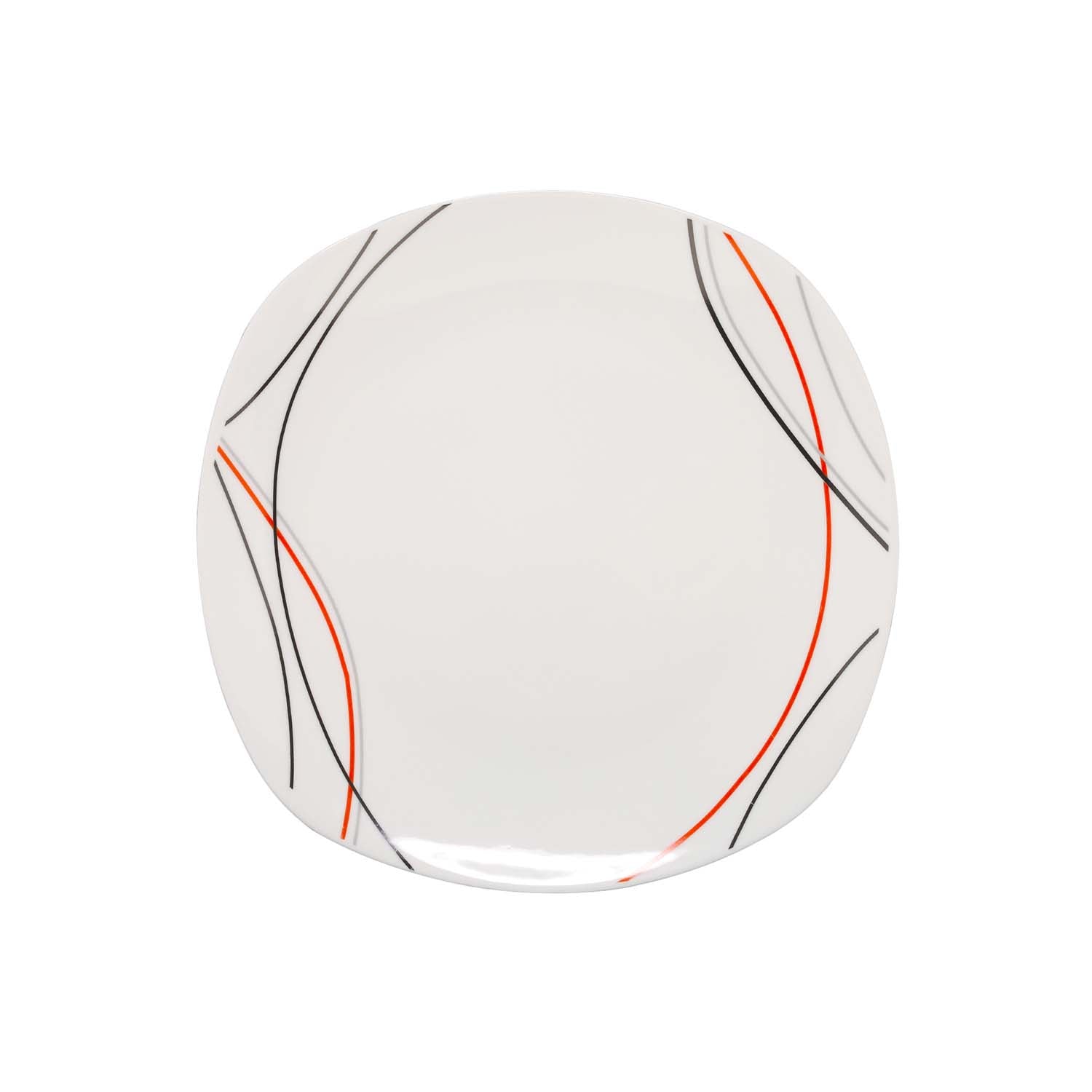 19cm Red Black Grey Lines Porcelain Side Plate
