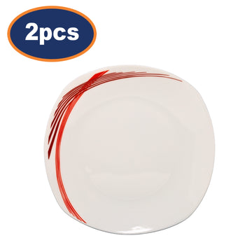 2Pcs 19cm Curved Red Lines Porcelain Side Plate
