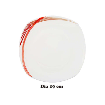 19cm Curved Red Lines Porcelain Side Plate