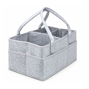 Grey Fabric Star Print Baby Nappy Caddy Organiser