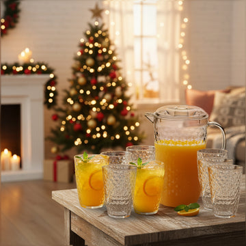 2pcs 2L Diamond Clear Reusable Acrylic Pitcher & 8Pcs 400ml Tumbler Set