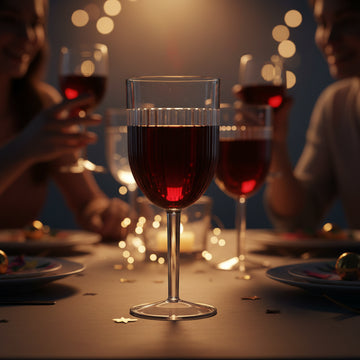 6Pcs 350ml Clear Ribbed Reusable Acrylic Wine Glasses