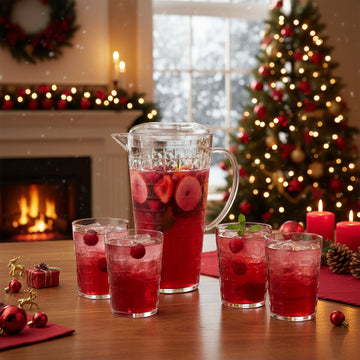 1Pc 2L Dimples Clear Reusable Acrylic Pitcher & 4Pcs 400ml Tumbler Set