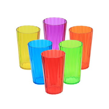 6Pcs 600ml Multicoloured Ridged Reusable Acrylic Tumbler Set
