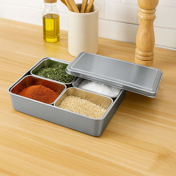 4 Compartment Stainless Steel Seasoning Box