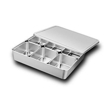 6 Compartment Stainless Steel Seasoning Box