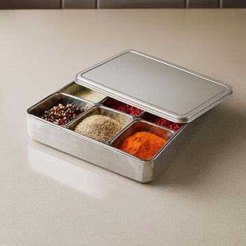 6 Compartment Stainless Steel Seasoning Box