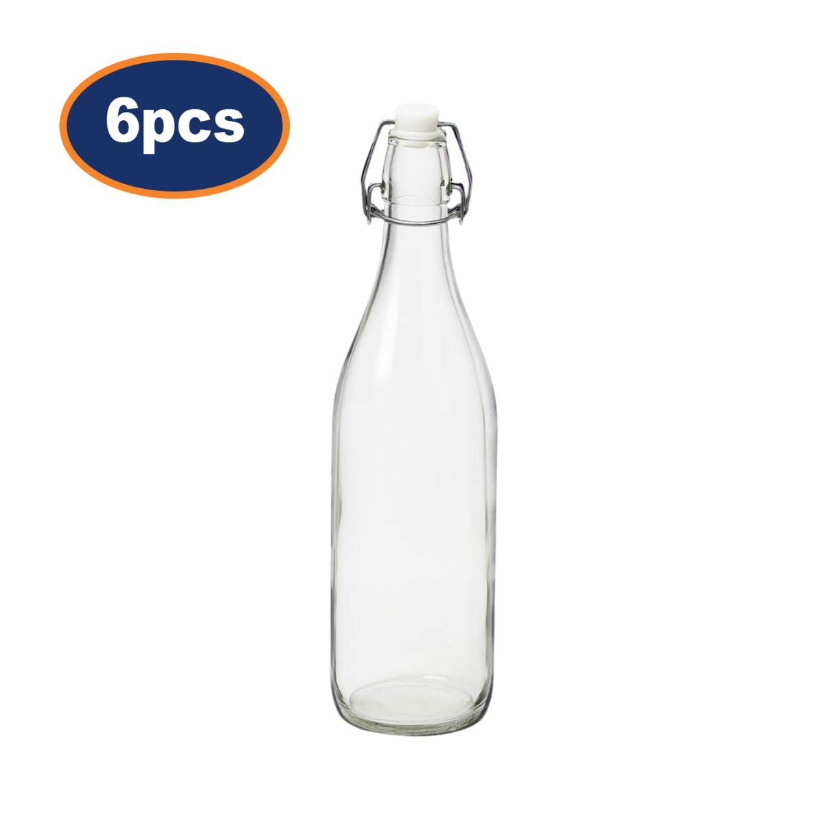 Glass Bottles Set of 6 Swing Top 1L Clip Top Storage Bottles Oil Juice Milk