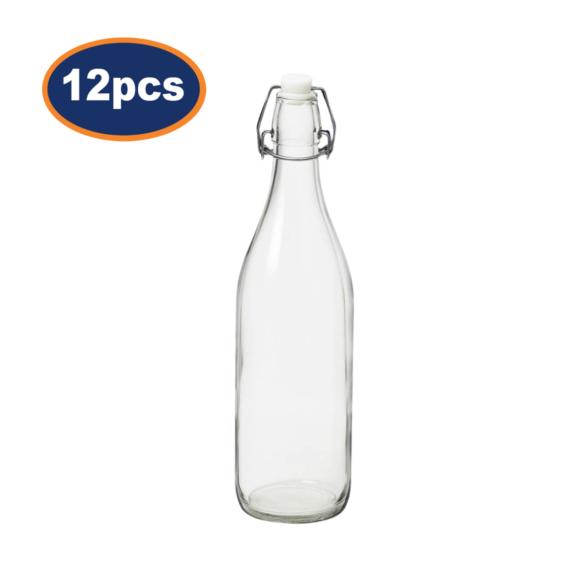 Glass Bottles Set of 12 Swing Top 1L Clip Top Storage Bottles Oil Juice Milk
