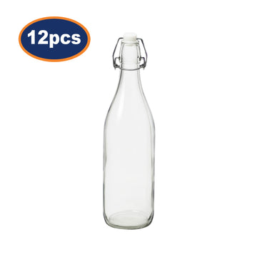Glass Bottles Set of 12 Swing Top 1L Clip Top Storage Bottles Oil Juice Milk