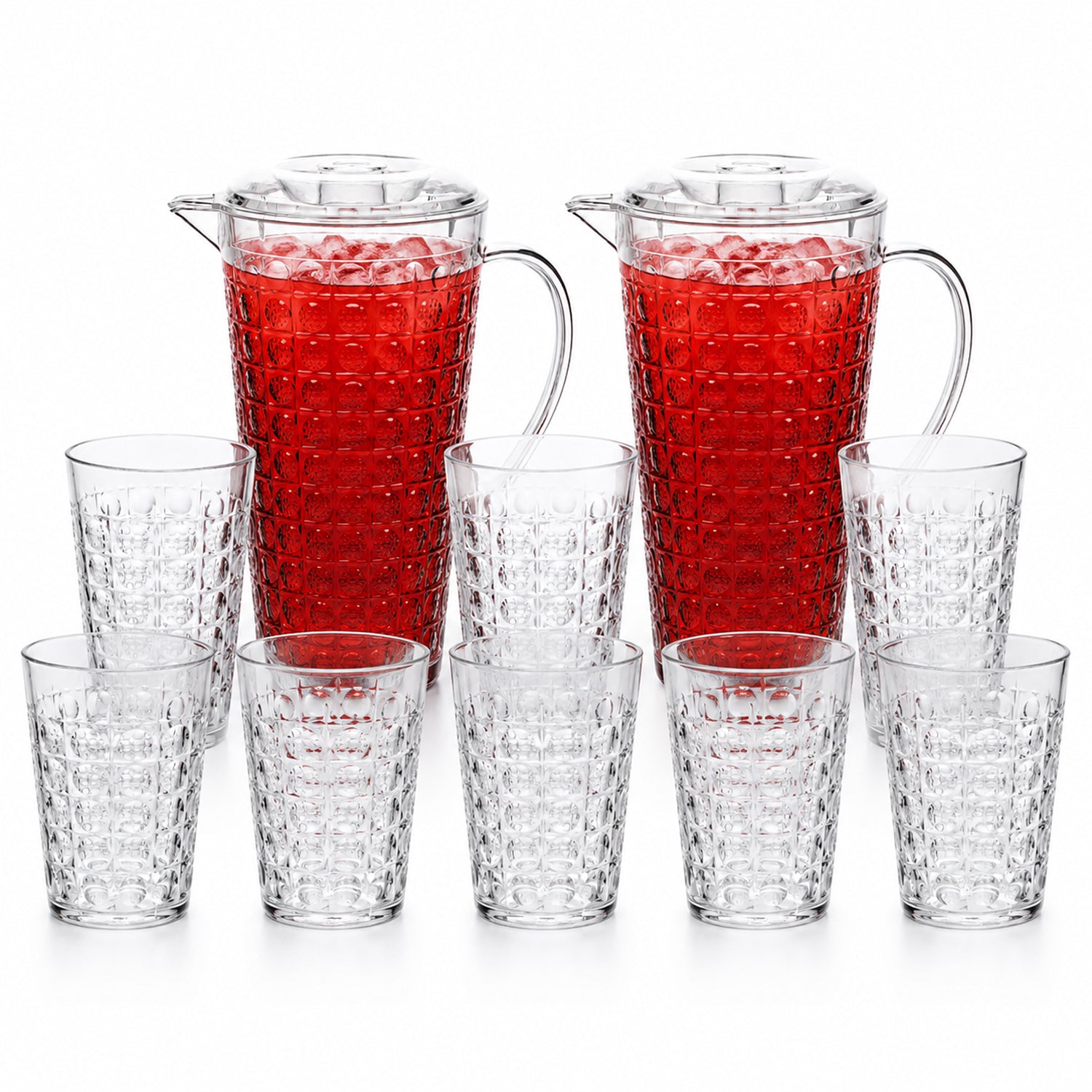 2Pcs Reusable Acrylic 2L Jug & 8pcs 400ml Tumbler Set
