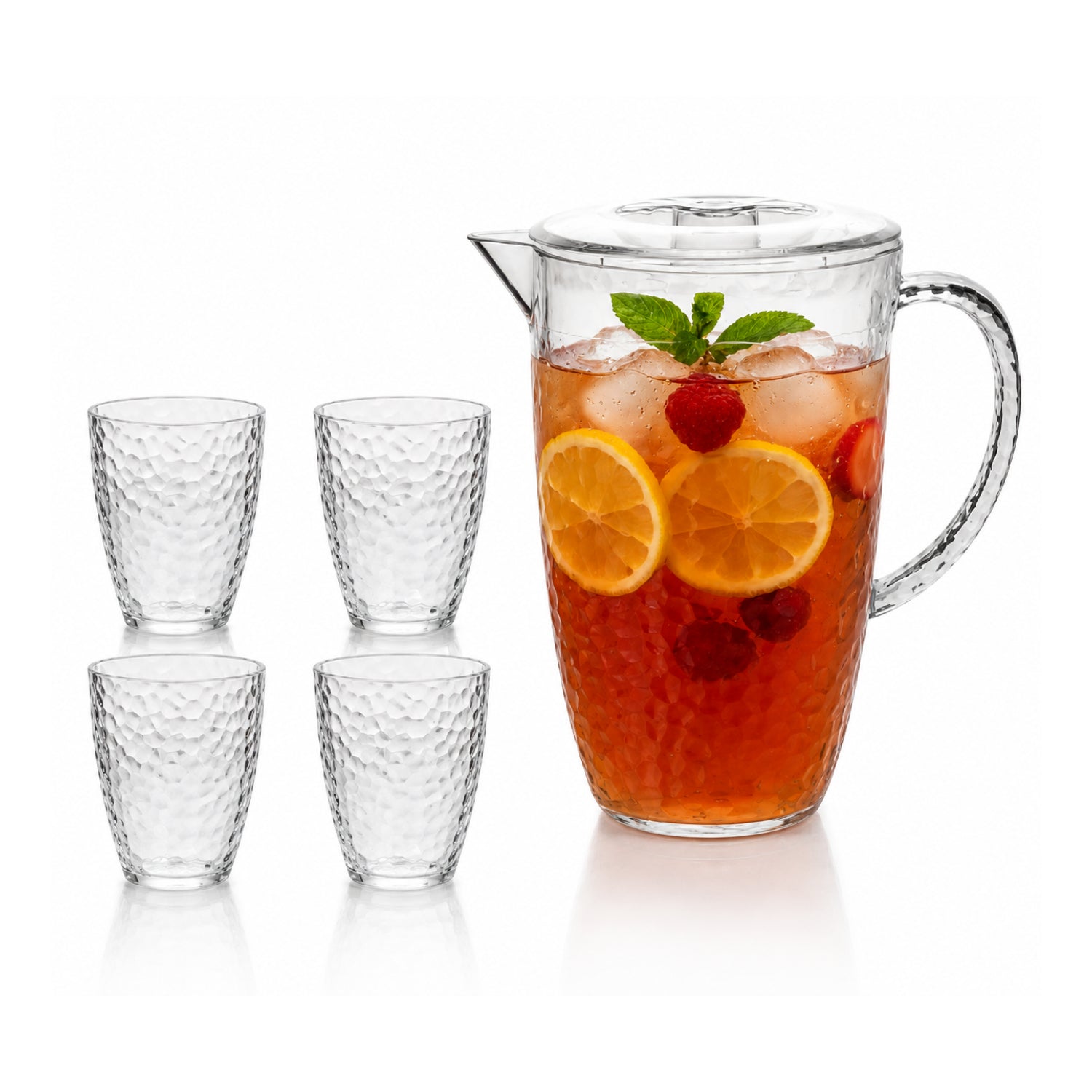 2L Jug & 4Pcs 400ml Tumbler Acrylic Pitcher & Tumbler Set