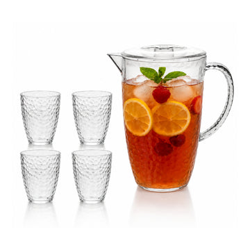2L Jug & 4Pcs 400ml Tumbler Acrylic Pitcher & Tumbler Set