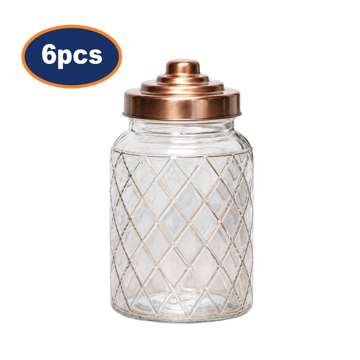 6Pcs 1L Airtight Copper Screw Lid Storage Glass Jar Set