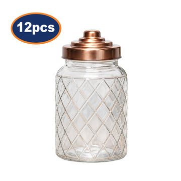 12Pcs 1L Airtight Copper Screw Lid Storage Glass Jar Set