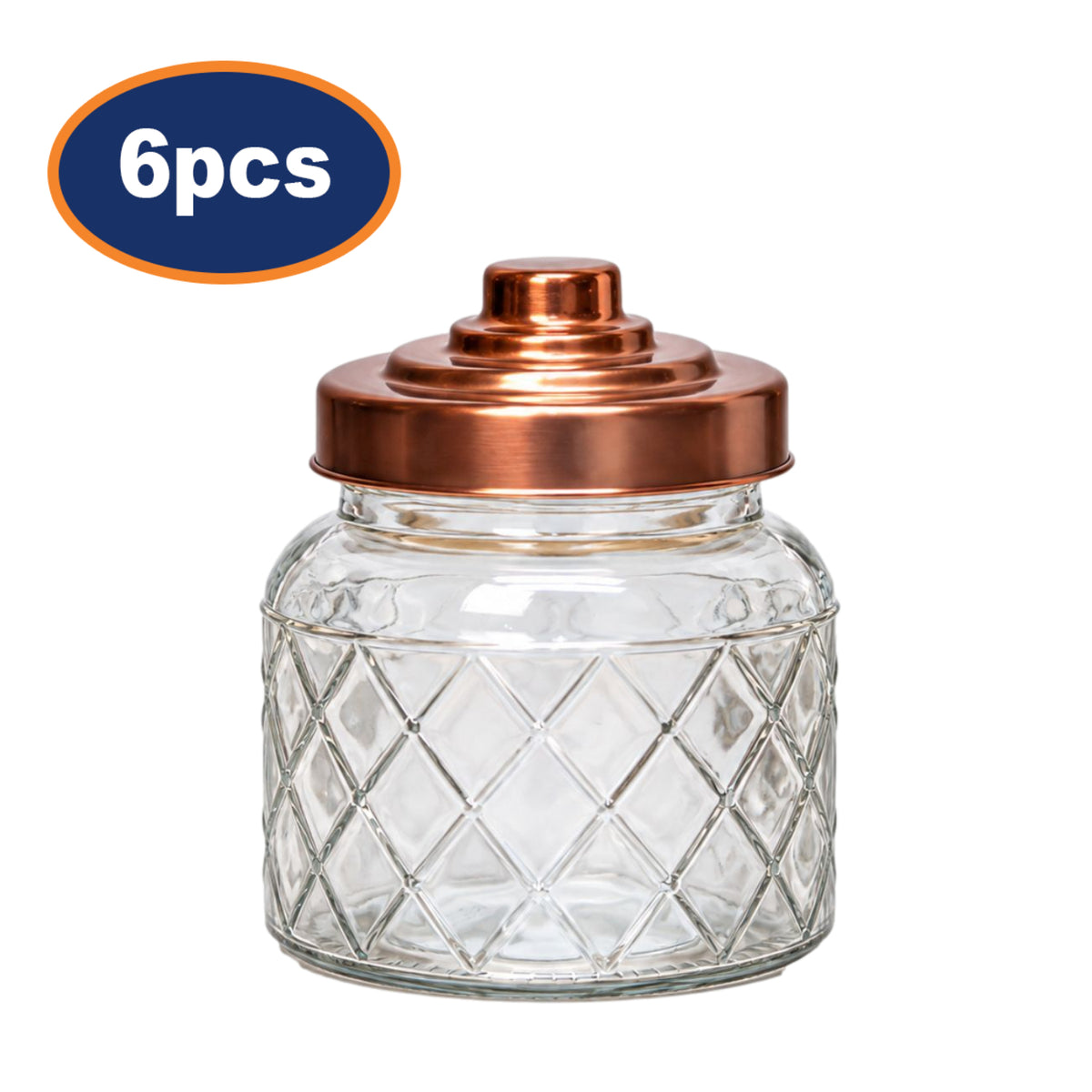 6Pcs 600ml Airtight Copper Screw Lid Storage Glass Jar Set