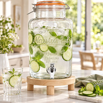 6L Beverage Clip Top Lid Party Glass Drinks Dispenser with Plastic Tap