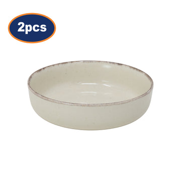 Set of 2 Rustic Speckled Cream Stoneware Bowls