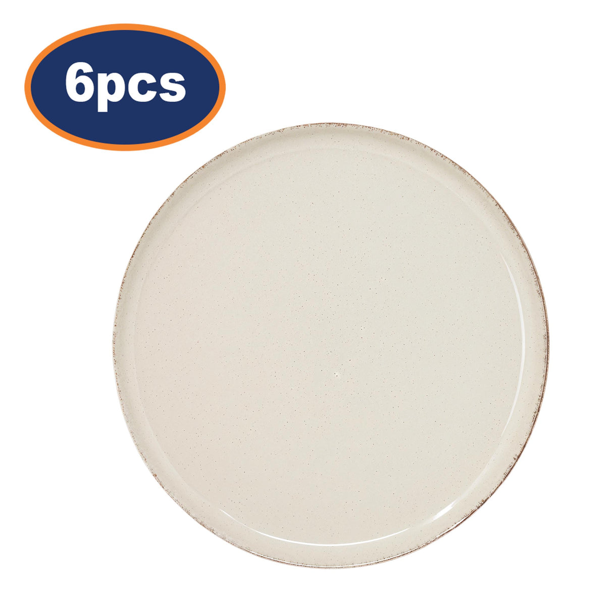 Set of 6 Farmhouse Rustic Speckled Stoneware Dinner Plates