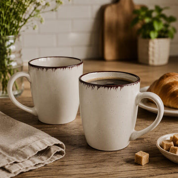 Set of 2 Farmhouse Rustic Speckled Stoneware Mugs