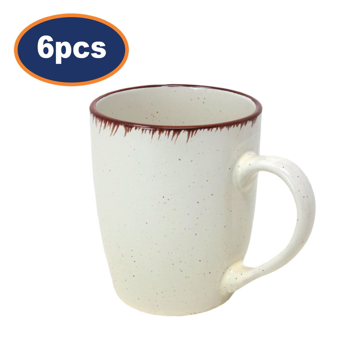Set of 6 Farmhouse Rustic Speckled Stoneware Mugs
