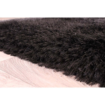 Mayfair Black Polyester Thick Non Slip Shaggy Rug