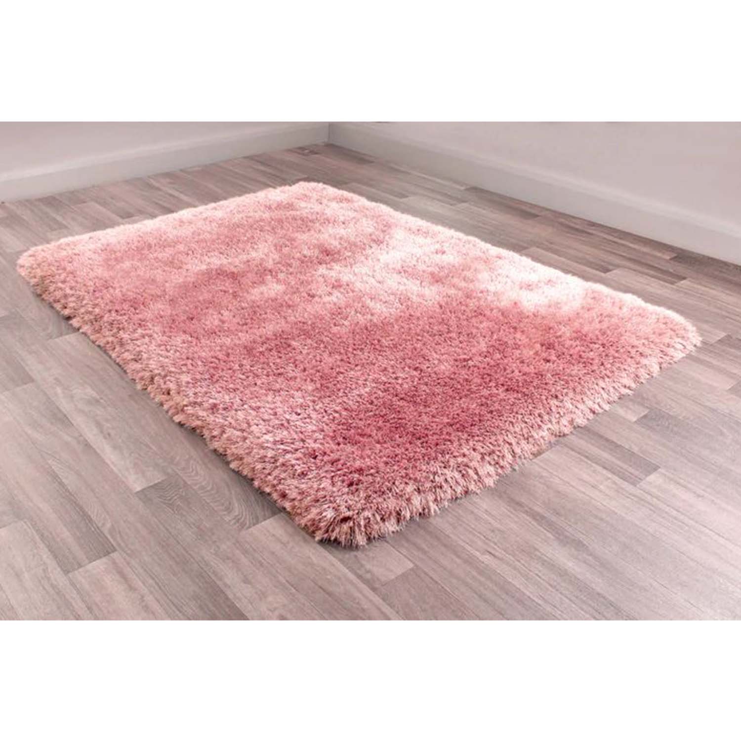 Mayfair Blush Polyester Thick Non Slip Shaggy Rug