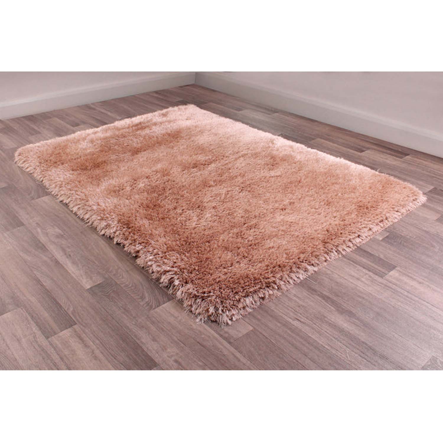 Mayfair Champagne Polyester Thick Non Slip Shaggy Rug