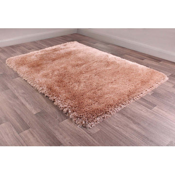 Mayfair Champagne Polyester Thick Non Slip Shaggy Rug