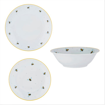 Price & Kensington Sweet Bees Dinner Plate Side Plate & Soup Bowl Set