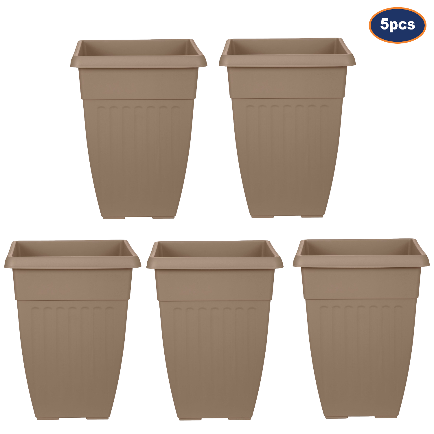 5pcs 42cm Tall Taupe Basic Planter