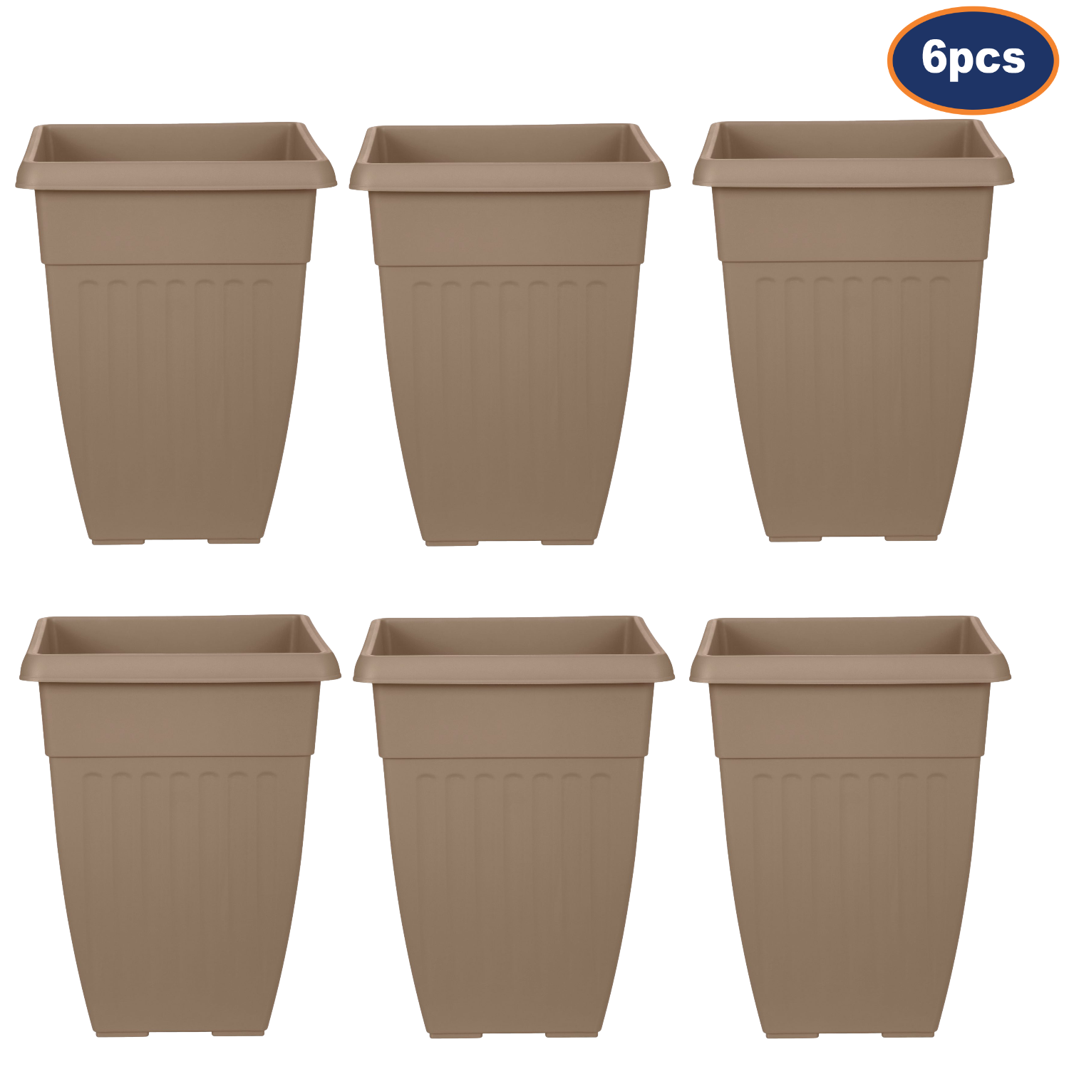 6pcs 42cm Tall Taupe Basic Planter
