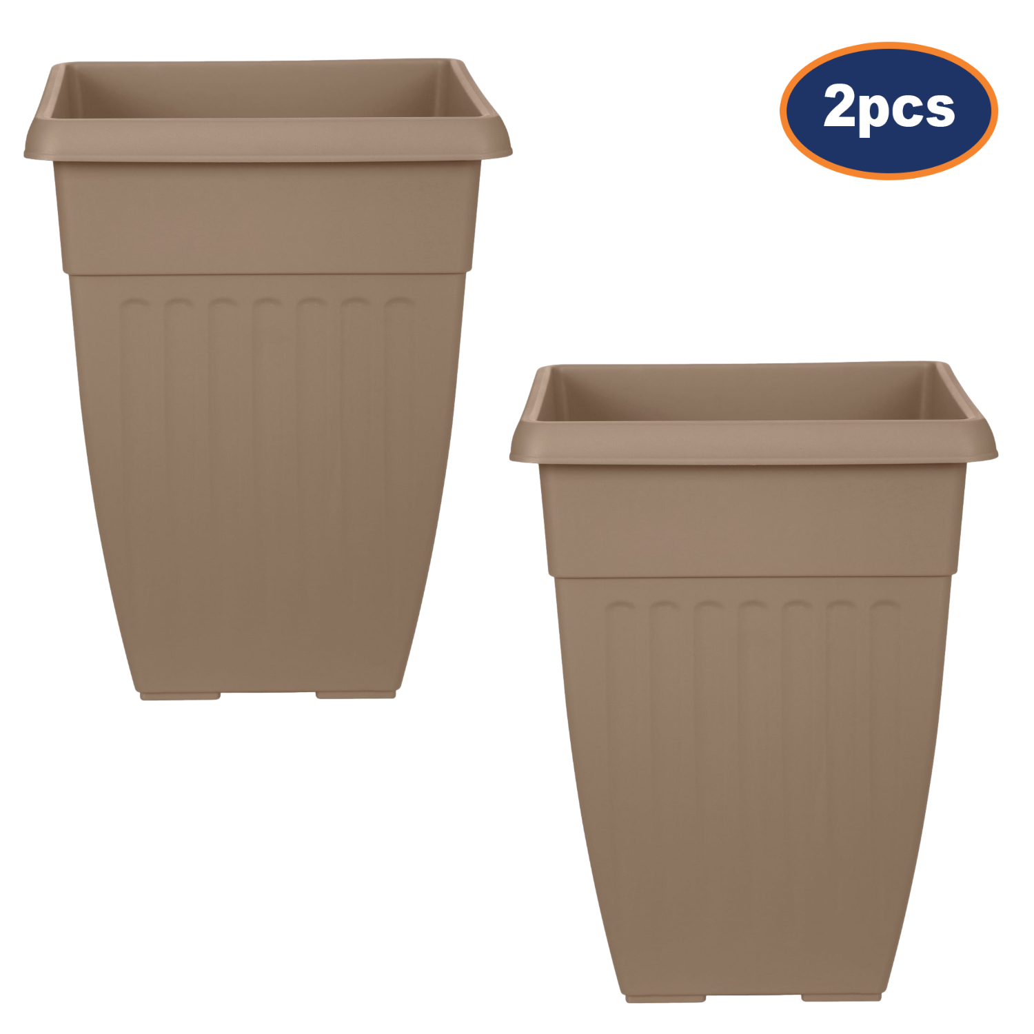 2pcs 42cm Tall Taupe Basic Planter
