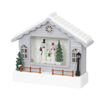 Water Filled Indoor White House Snowman LED Light