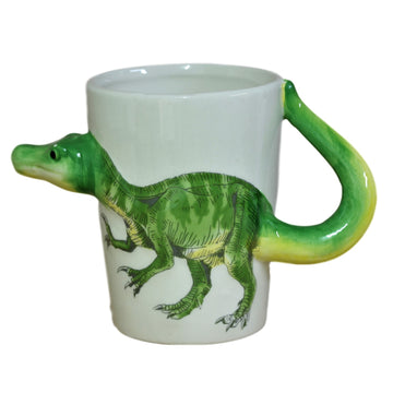 3D Velociraptor Dinosaur White Ceramic Mug